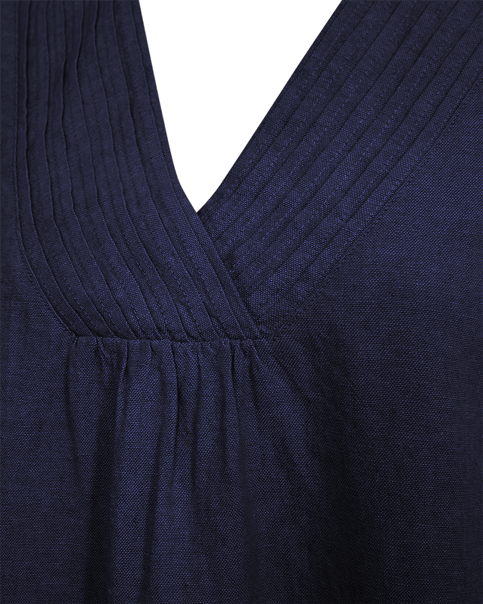 LAVA LIN/VISCOSE KJOLE M/ V-HALS - NAVY