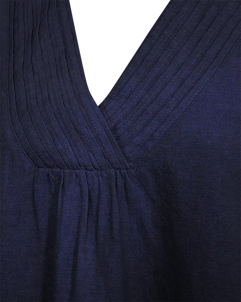 Hovedbilde LAVA LIN/VISCOSE KJOLE M/ V-HALS - NAVY