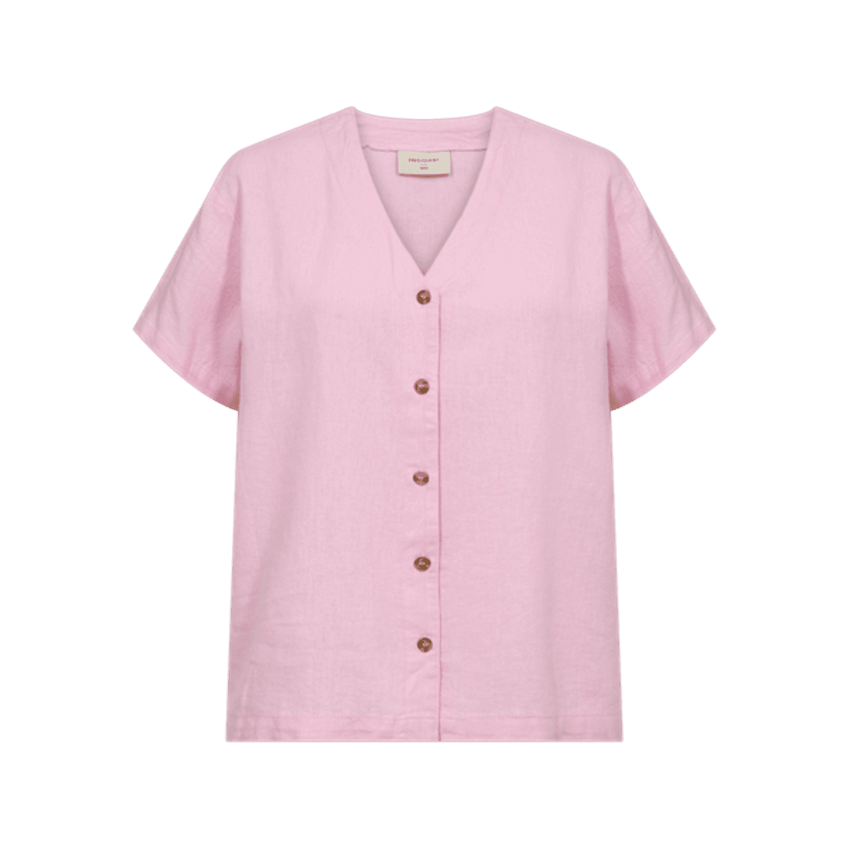 LAVA LIN/VISCOSE BLUSE V-HALS - ROSA