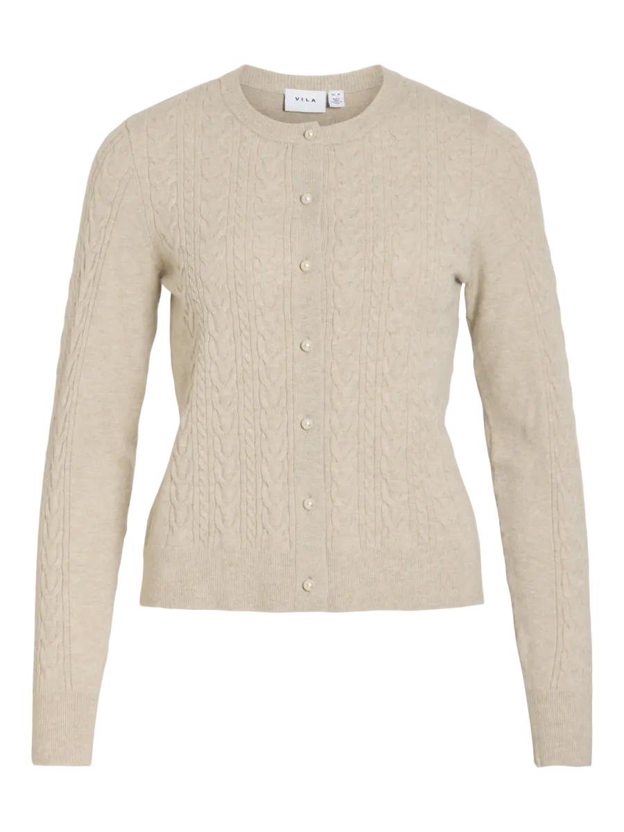 KERRY CABEL KNIT CARDIGAN - SAND