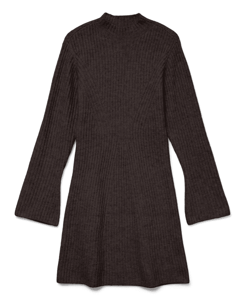 Hovedbilde LINA STRIKKE KJOLE - BRUN MELERT