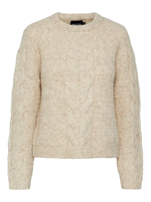Hovedbilde NINA STRIKKET GENSER - CREAM MELERT
