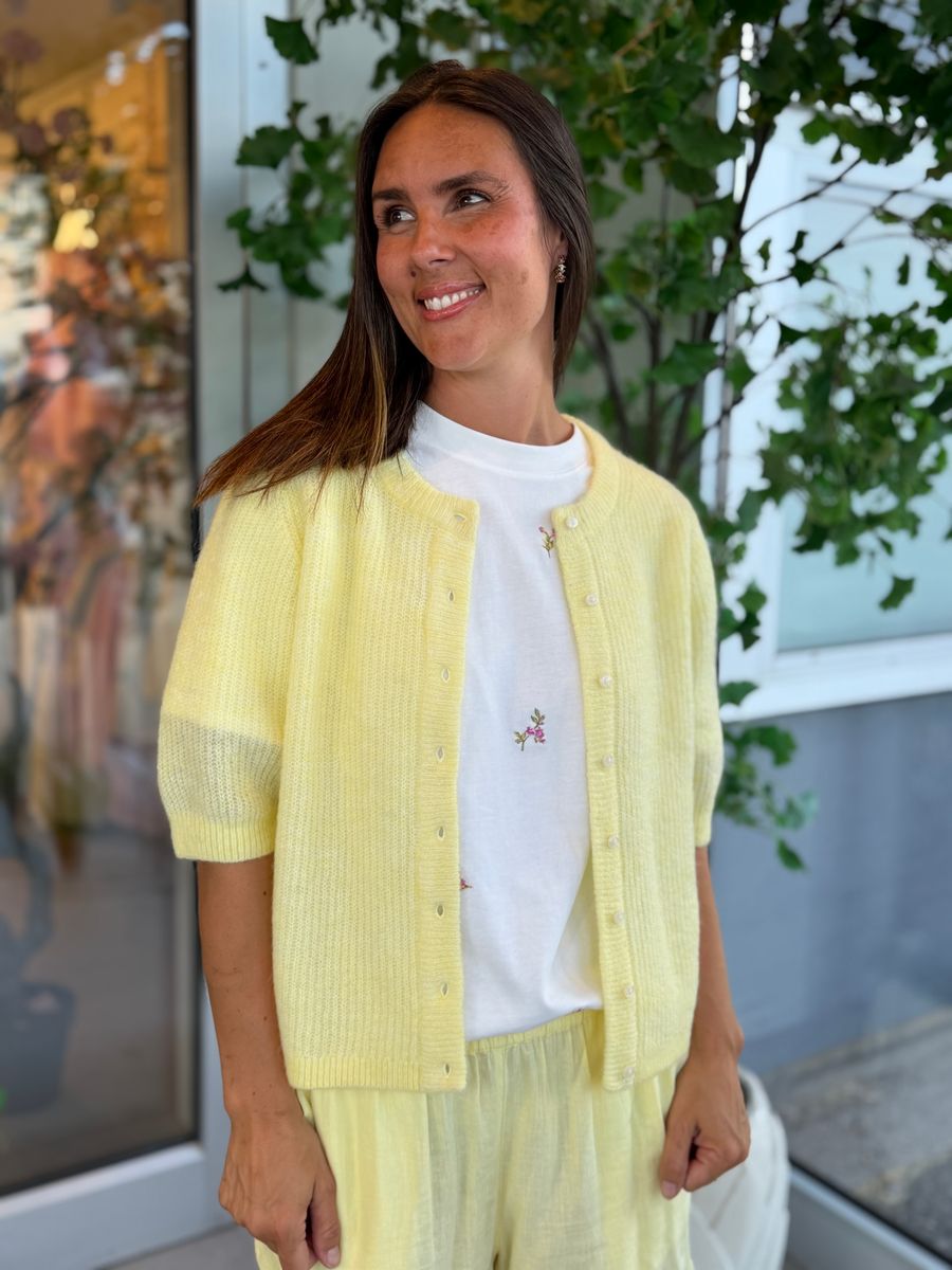 LORY CARDIGAN 2/4 ERM - LYS GUL MELERT