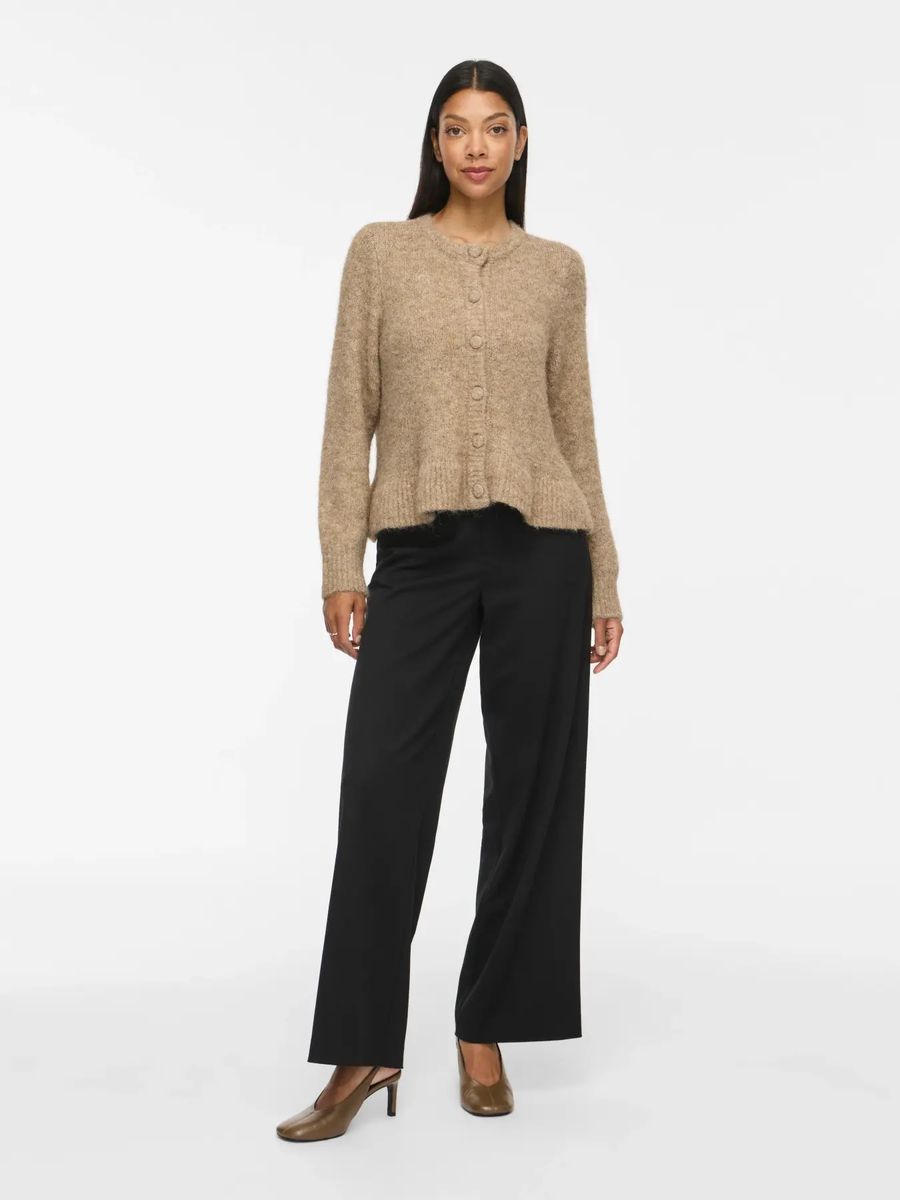 BOWS KNIT CARDIGAN M/VOLANG - CAMEL MELERT