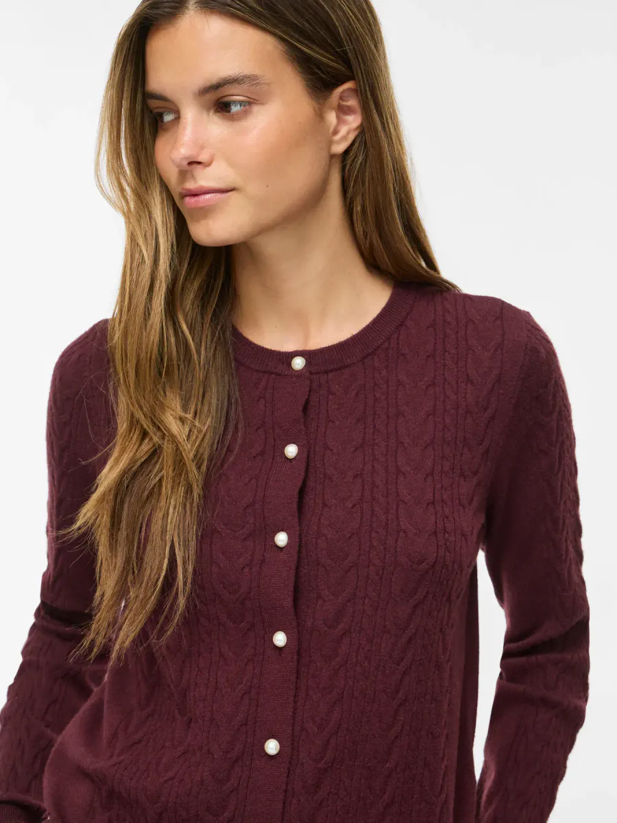 KERRY CABEL KNIT CARDIGAN - PLOMME