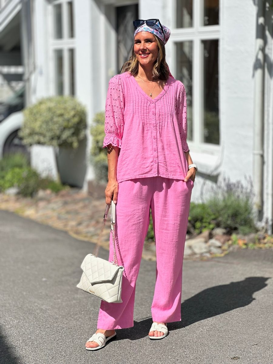 LALUNA LIN/VISCOSE BLUSE - ROSA