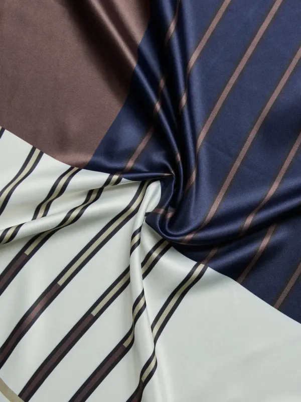 AMANDA SILKELOOK SKJERF - NAVY/BRUN/CREAM