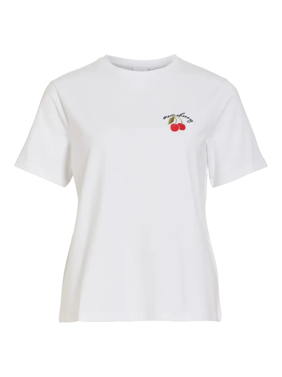 NORA T-SHIRT - HVIT M/CHERRY