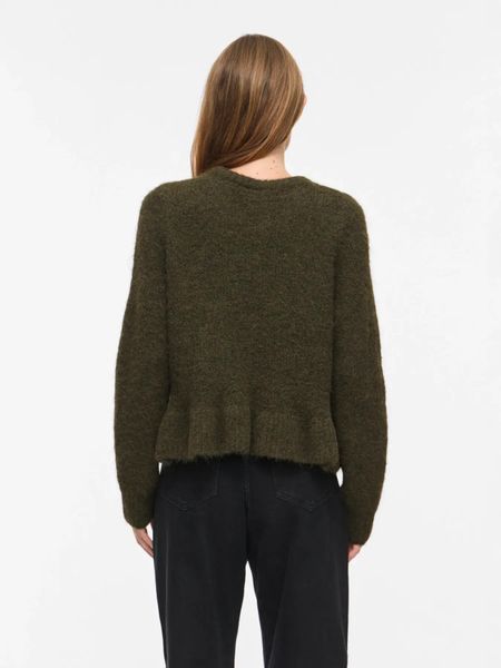 Hovedbilde BOWS KNIT GENSER M/VOLANG - MØRK GRØNN MELERT