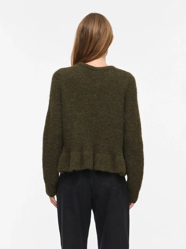 BOWS KNIT GENSER M/VOLANG - OLIVEN MELERT