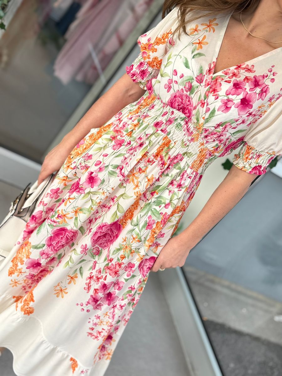 BELLA MAXI DRESS - CREAM/PINK