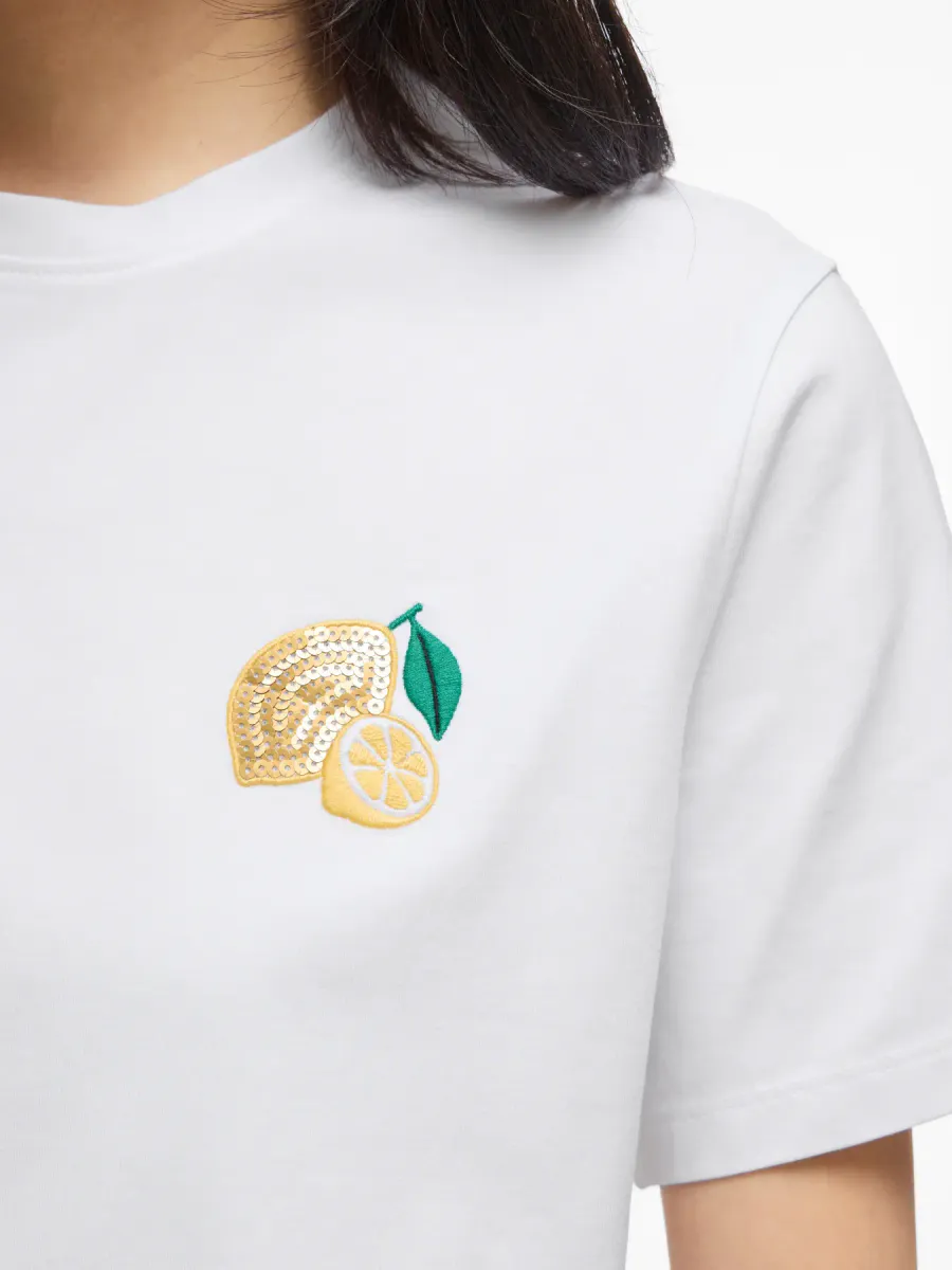 NORA T-SHIRT - HVIT M/LEMON