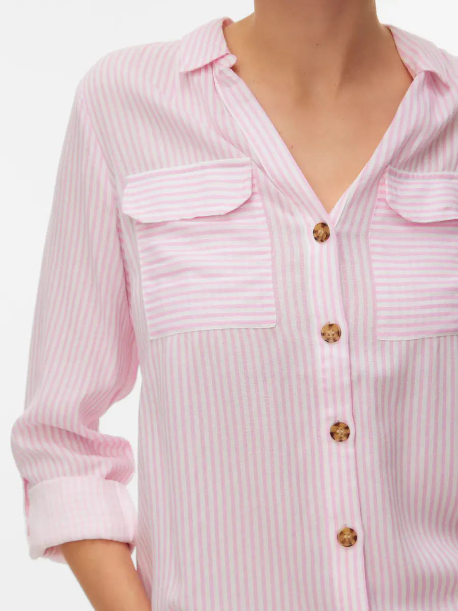 BUMPY STRIPES SKJORTE - ROSA/HVIT