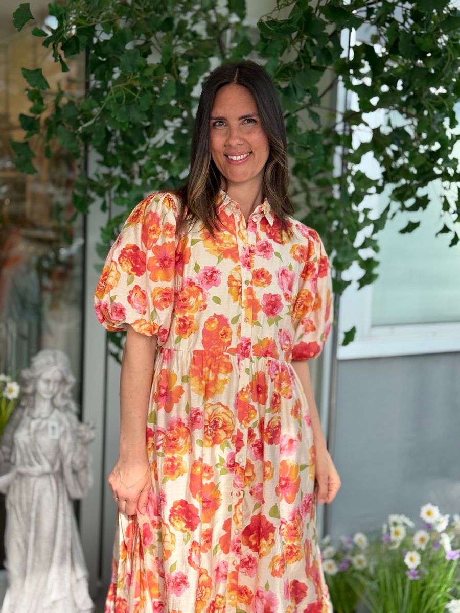 ALINIA SOL KJOLE - ORANGE BLOMSTER