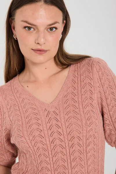 Hovedbilde CLARRY GENSER V-HALS KORT ERM - ROSE