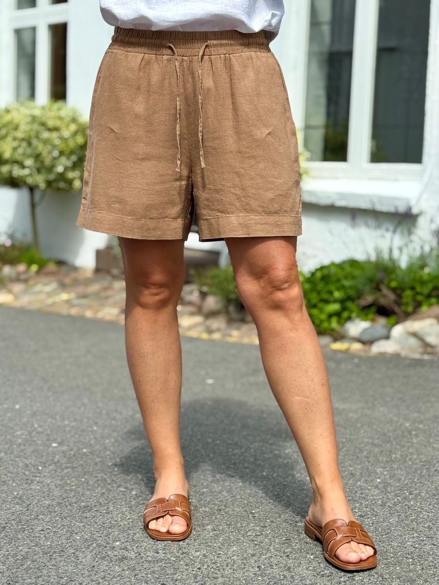 LAVA LIN/VISCOSE SHORTS - DUSTY COGNAC