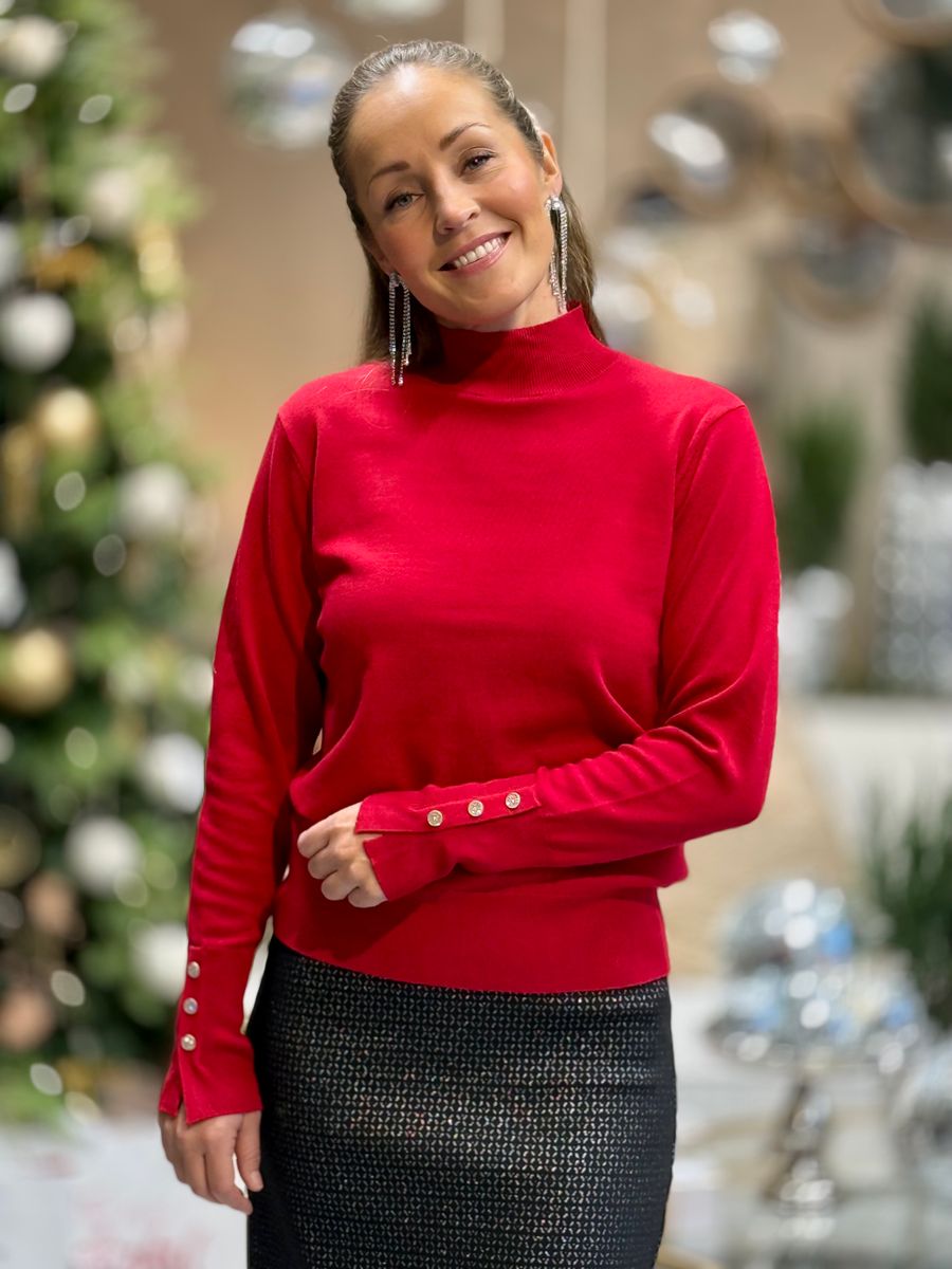 KATIE GENSER HALVPOLO - RØD