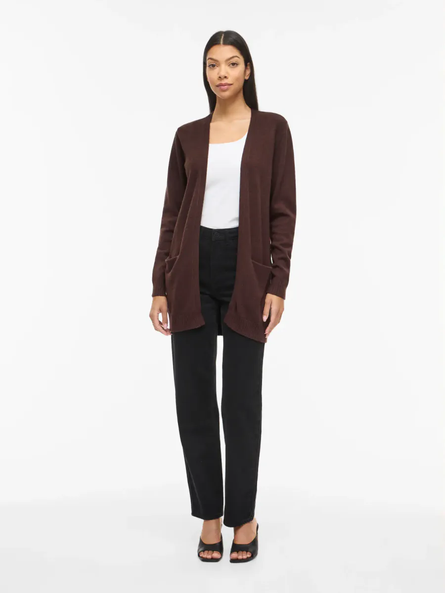 VIRIL CARDIGAN LANG - BRUN
