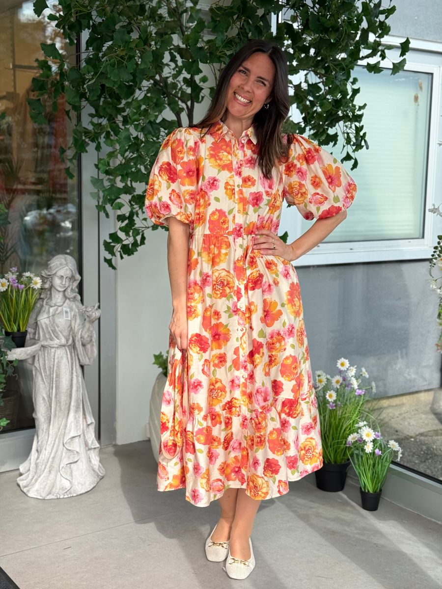 ALINIA SOL KJOLE - ORANGE BLOMSTER
