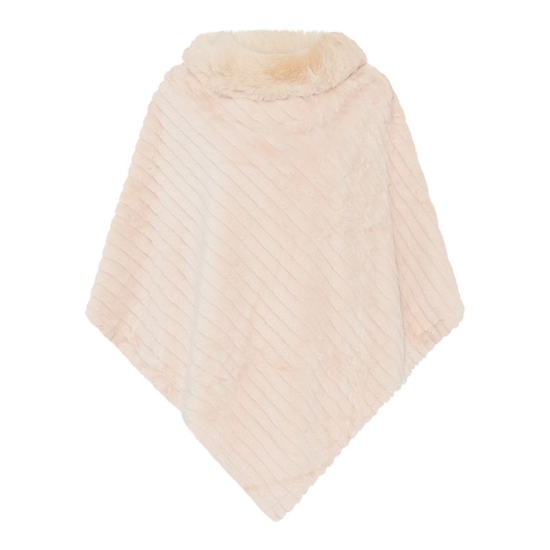 CUT PONCHO FAKE FUR - CREAM