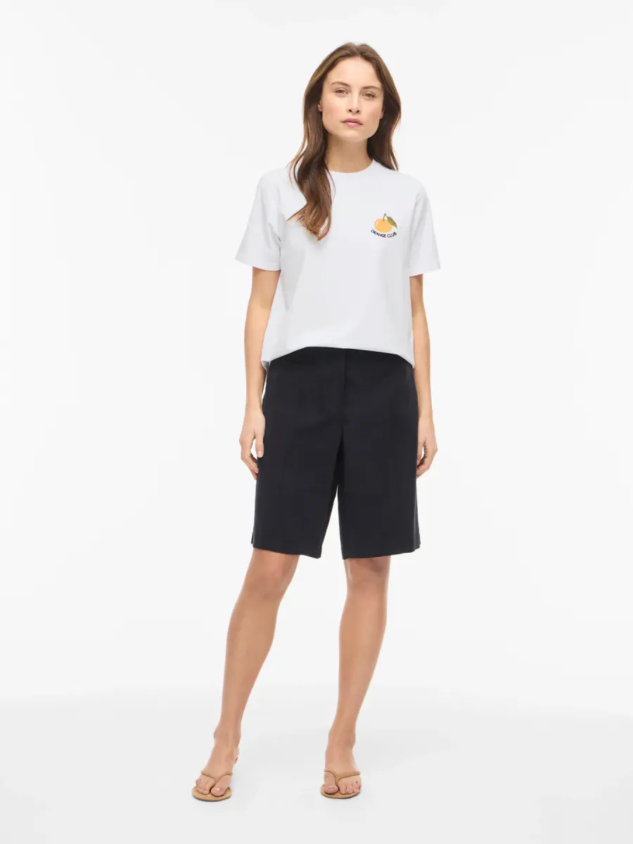 NORA T-SHIRT - HVIT M/ORANGE