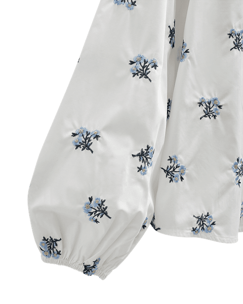 Hovedbilde LEILA SKJORTE FLOWERS - HVIT / HIMMELBLÅ