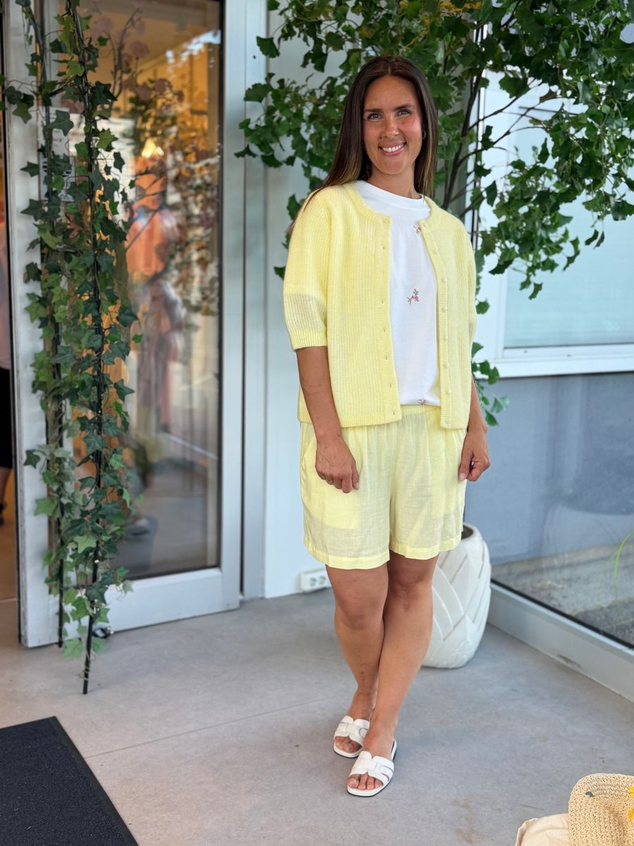 LORY CARDIGAN 2/4 ERM - LYS GUL MELERT