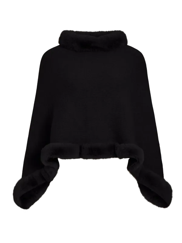 HANNE PONCHO M/FAKE FÜR - SORT