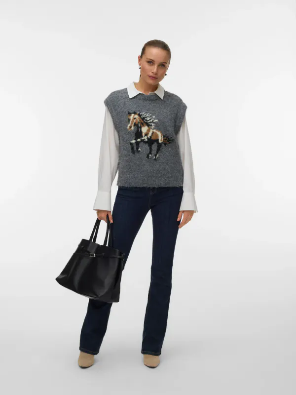 ARIANNA VEST M/HEST - GRÅMELERT