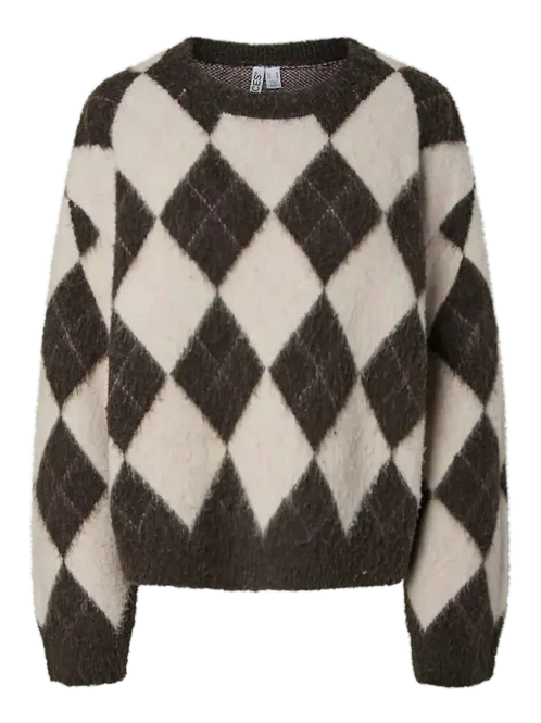 Hovedbilde ALVA GENSER M/CHECKMØNSTER - BRUN/OFFWHITE
