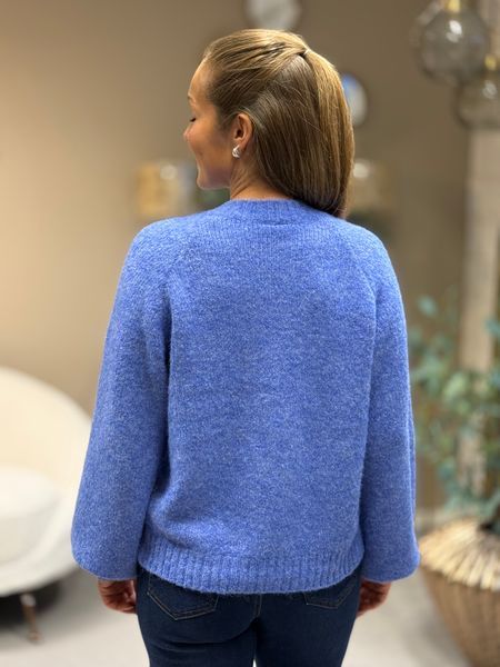 Hovedbilde LOUISA CARDIGAN M/PERLE KNAPPER - JEANSBLÅ MELERT ...