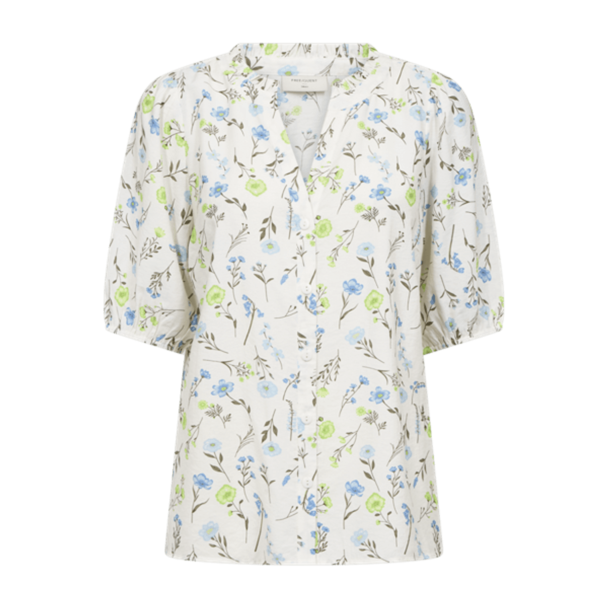 MOLLI BLUSE FLOWERS - OFFWHITE/GRØNN