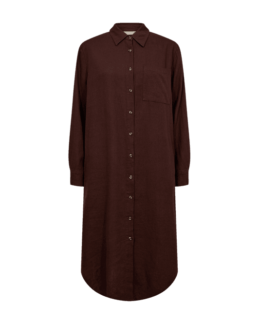Hovedbilde LAVA LIN/VISCOSE  SKJORTEKJOLE - BRUN