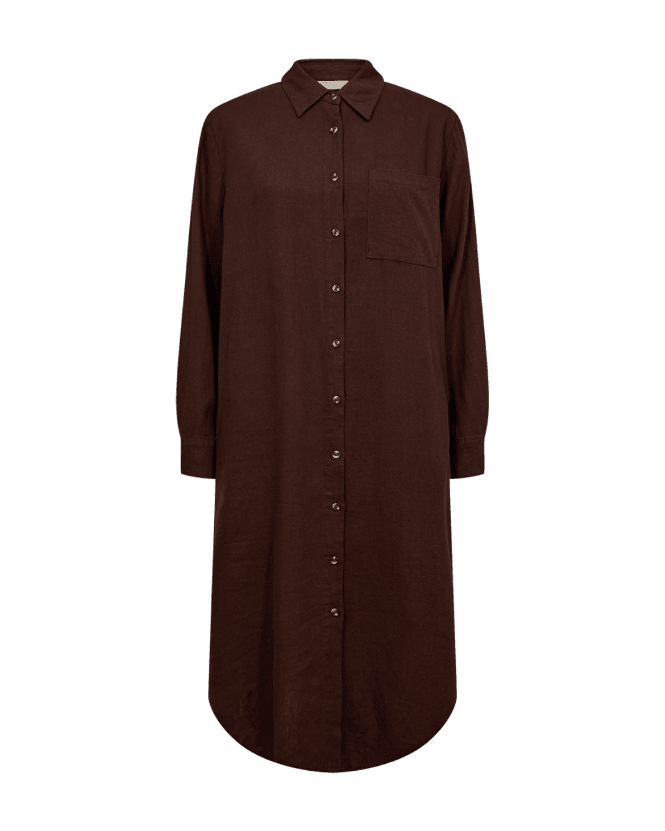 LAVA LIN/VISCOSE  SKJORTEKJOLE - BRUN