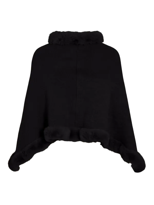 HANNE PONCHO M/FAKE FÜR - SORT