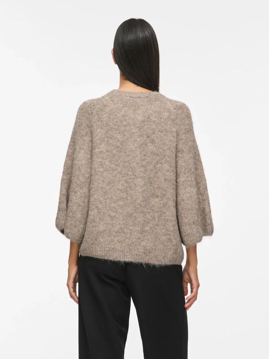 BOWS 3/4 KNIT CARDIGAN M/METALL KNAPPER - CAMEL MELERT