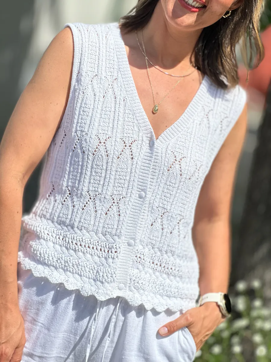 FRAYA STRIKKET TOPP - HVIT