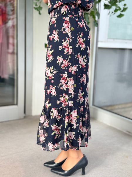 Hovedbilde EMMA SKJØRT FLOWER - NAVY