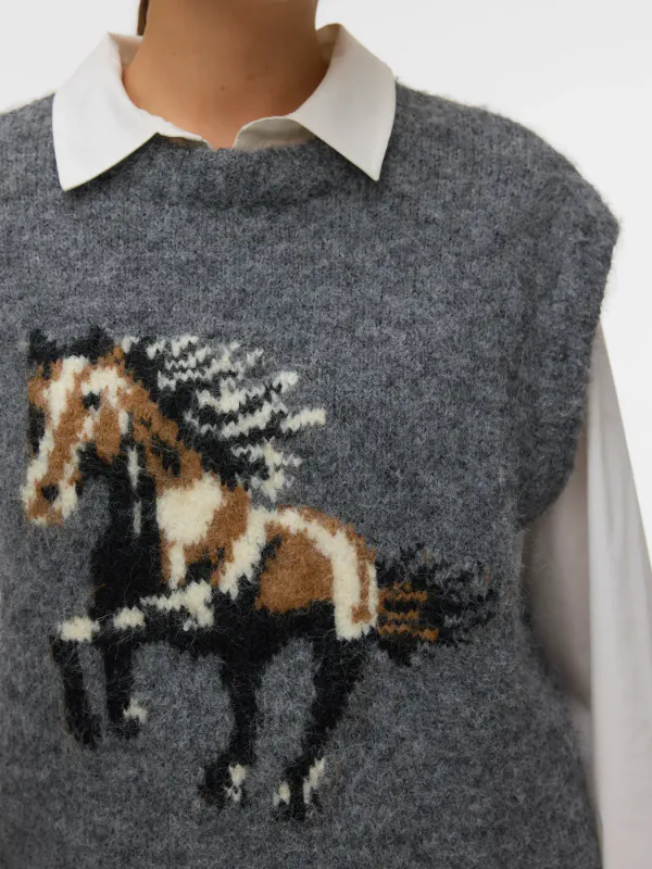 ARIANNA VEST M/HEST - GRÅMELERT