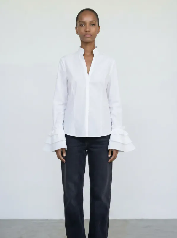 LULA FRILL SKJORTE - OFFWHITE